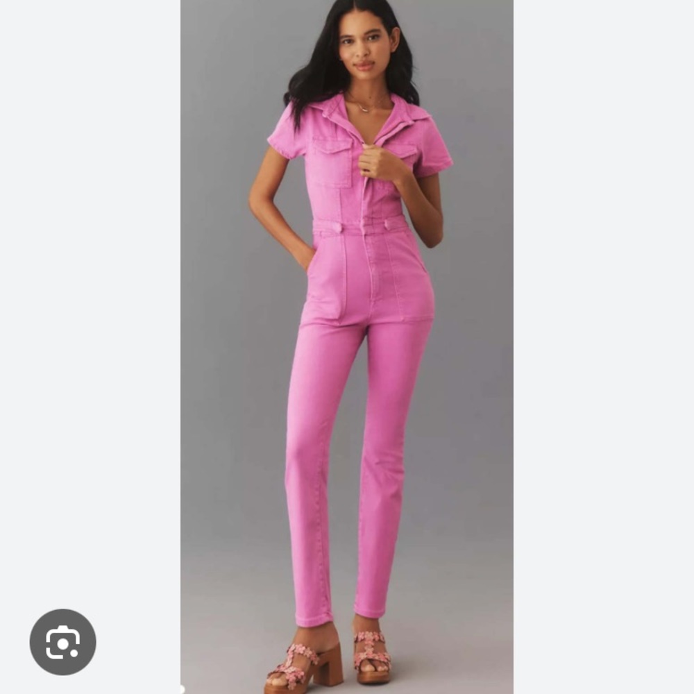 Good American Fit For Success One Piece Denim Jumpsuit in Mineral Lollipop NWT S